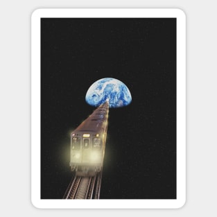 From earth to moon with train Sticker